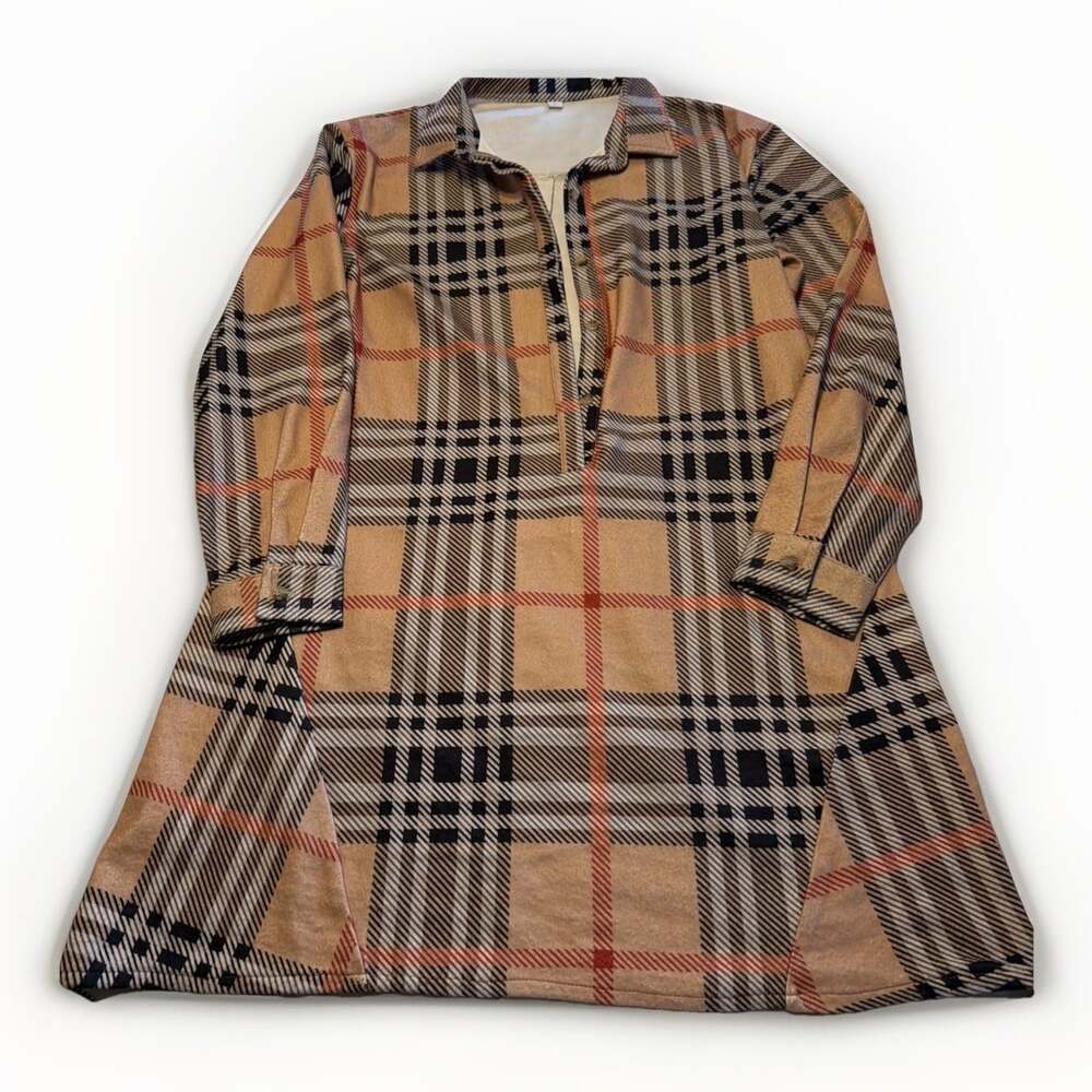 Unbranded Polyester Plaid Shirt Comfy Lounge Wear 3/4 Button. L